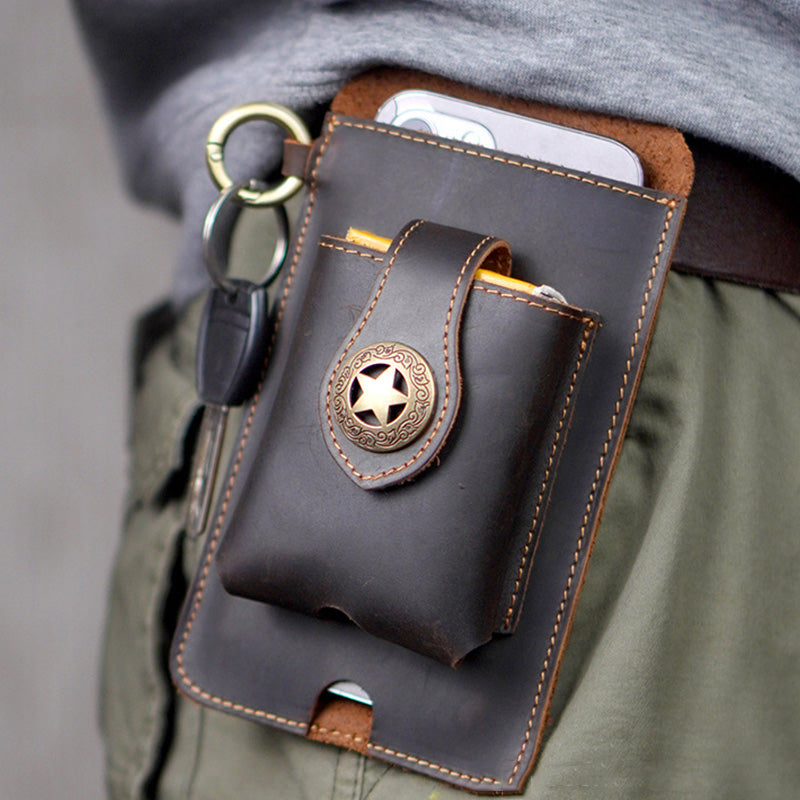 Genuine Leather Phone Holster Universal Cell Phone Holder With Belt Loop