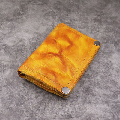 Retro Vertical Multi-slot Handmade Wallet Card Case - Gold - image 0