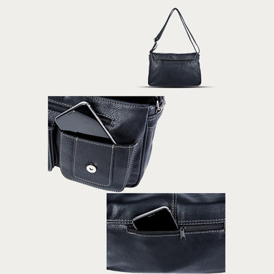 Crossbody Bag For Women Simple Black Leather Shoulder Bag