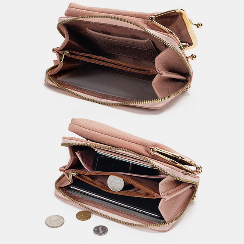 Multi-Compartment Elegant Crossbody Phone Bag With Clear Window