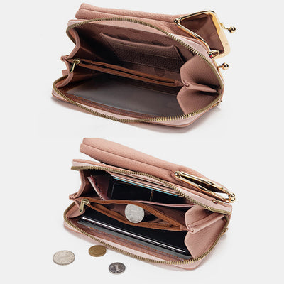 Multi-Compartment Elegant Crossbody Phone Bag With Clear Window