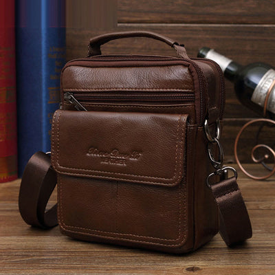 Messenger Bag For Men Vintage Gentle Leather Crossbody Bag