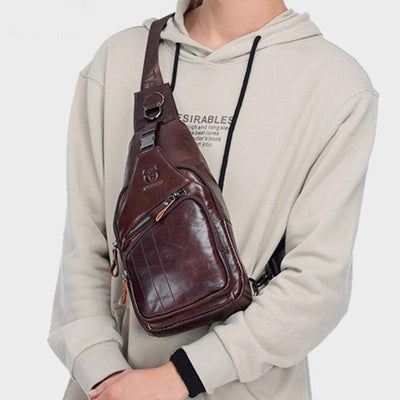 Genuine Leather Vintage Multifunction Sling Bag