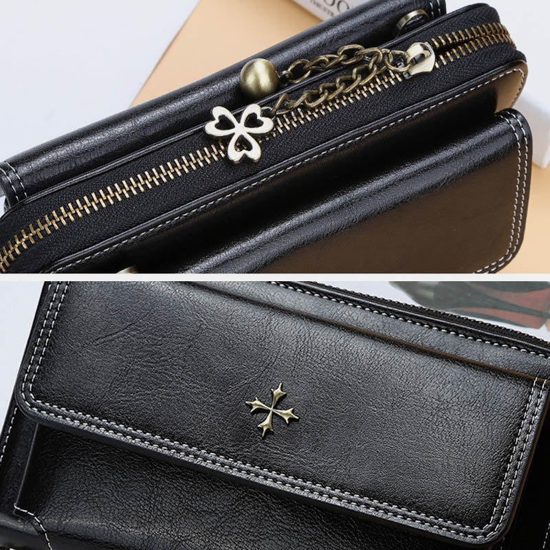 Multi-Compartment Large Capacity Vintage Crossbody Phone Purse