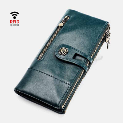 RFID Blocking Large Capacity Genuine Leather Vintage Wallet