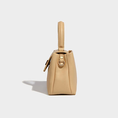 Top-Handle Bag For Women Plain Color Vintage Soft Leather Crossbody Bag