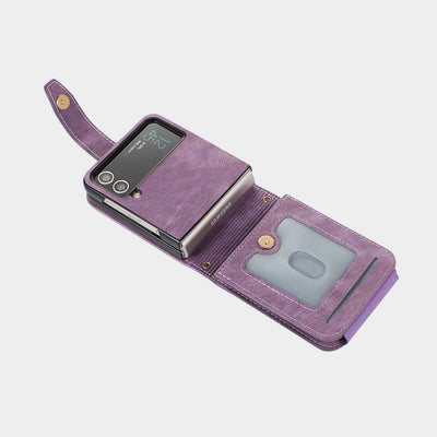 Phone Case For Samsung Z Flip 4 Card Zipper Protective Flip Cover