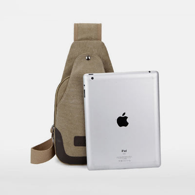 Canvas Sling Bag for Men Outdoor Travel Camping Chest Day Pack
