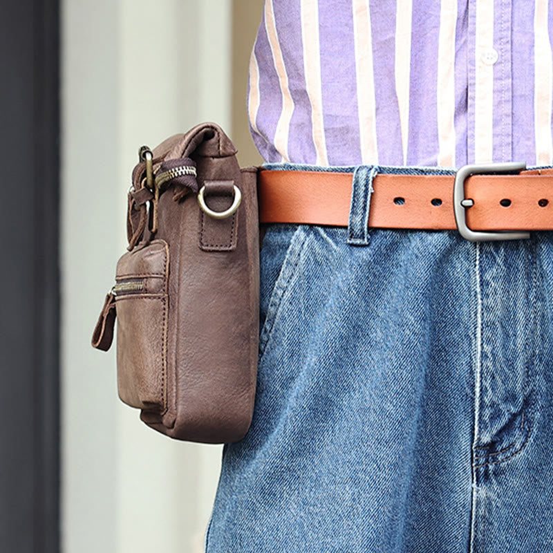 Waist Bag For Men Multifunctional Outdoor Sports Wear Belt Leather Bag