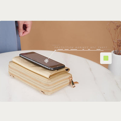 Vegan Leather RFID Blocking Phone Purse for Women Multi-Slot Crossbody Bag