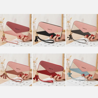Long Zipper Money Clip Women Envelope Leather Phone Bag