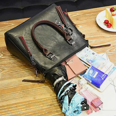 Handbags Purses for Women Vegan Leather Top-Handle Shoulder Bag with Zipper