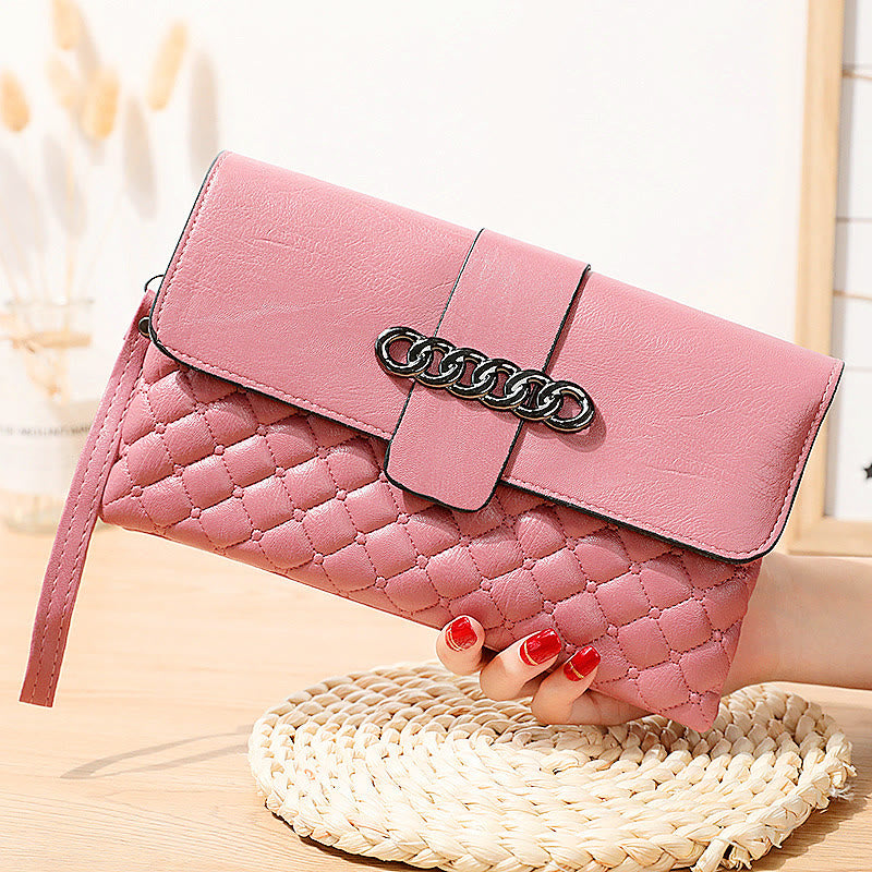 Plaid Pattern Quilted Ladies Shoulder Purse Multifunctional Wallet Handbag