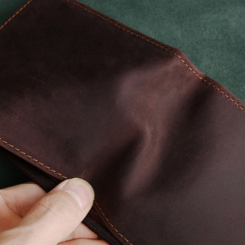 Retro Men's Large Capacity Genuine Leather Bifold Wallet Credit Card Holder