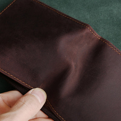 Retro Men's Large Capacity Genuine Leather Bifold Wallet Credit Card Holder