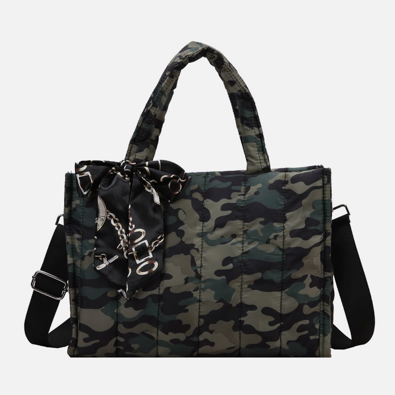 Down Handbag Large Capacity Detachable Strap Crossbody Tote For Winter