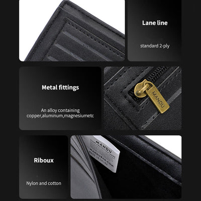RFID Zipper Wallet For Men Stone Print Leather Purse