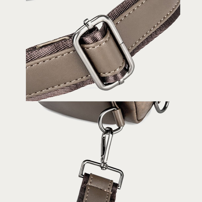 Retro Anti-theft Multi-Pocket Leather Sling Bag Roomy Daypack