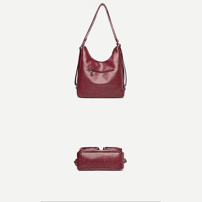 3 Way Use Backpack Multi Pocket Leather Zip Crossbody Shoulder Bag