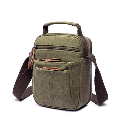 Vintage Multi-Carry Small Canvas Cross Body Purse Casual Shoulder Bag for Men