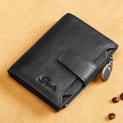 Wallet For Men Multiple Compartment Cowhide Leather RFID Card Holder