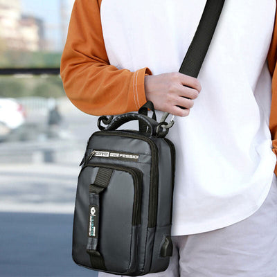 Waterproof Large Capacity Multi-Carry Sling Bag With USB Charging Port