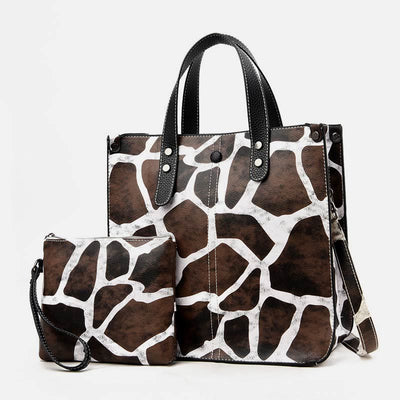 Leopard Print Tote Bag Set For Women Leather Handbag