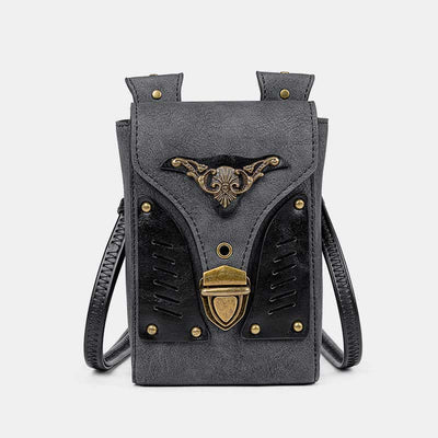 Steampunk Small Crossbody Bag Shoulder Purse Cellphone Satchel with Belt Loop