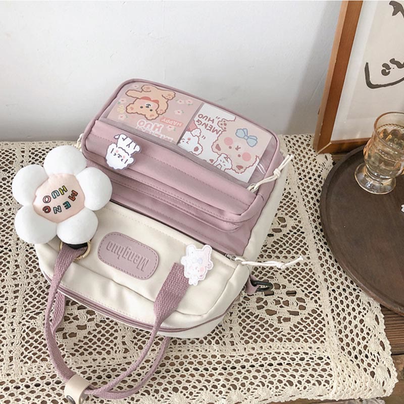 Backpack for Women Cute Cartoon Printing Mixcolor Student Travel Daypack