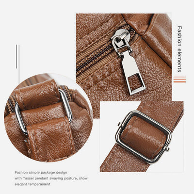 Crossbody Bag For Women Twist Pattern Multi Pockets Leather Purse