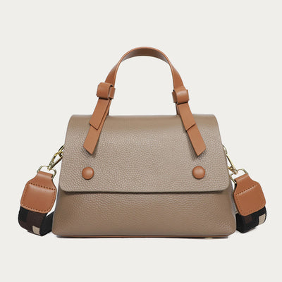 Retro Top Handle Bag For Women Lychee Pattern Leather Bag