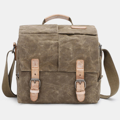 Retro Waxed Canvas Camera Bag DSLR SLR Padded Crossbody Shoulder Bag