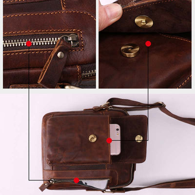 Men's Genuine Leather Large Capacity Crossbody Bag