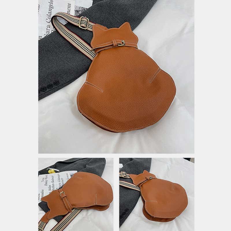 Cute Cat Shaped PU Leather Sling Bag Ladies Crossbody Shoulder Bag
