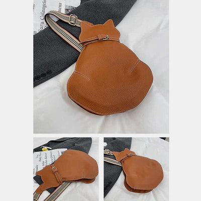 Cute Cat Shaped PU Leather Sling Bag Ladies Crossbody Shoulder Bag