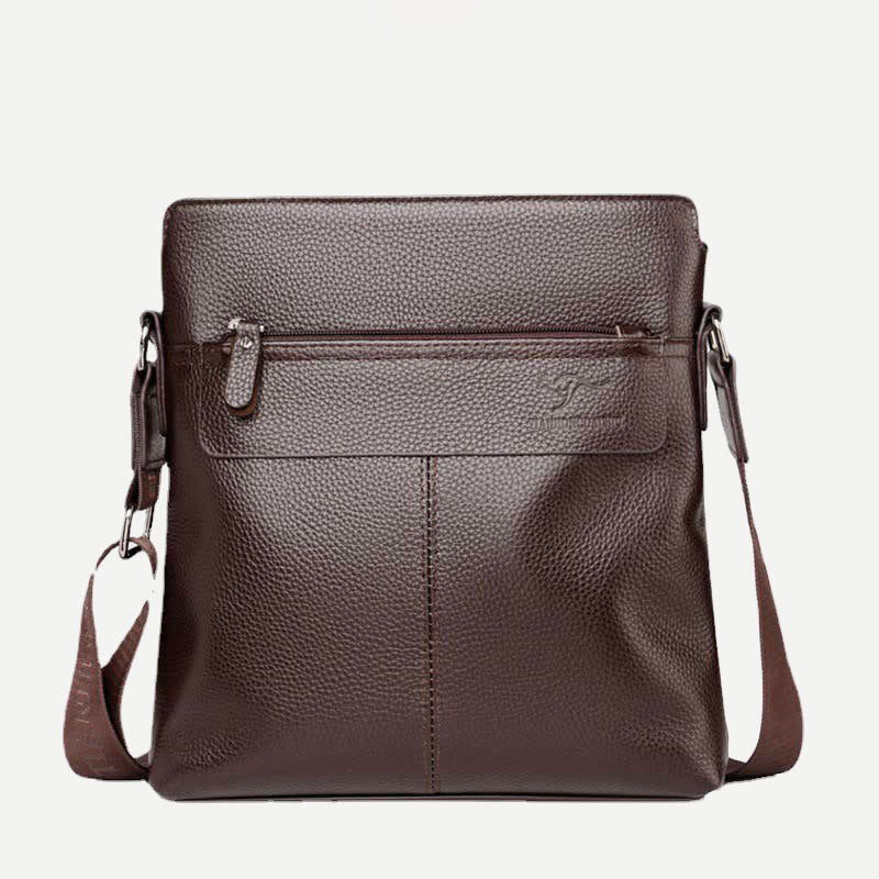 Messenger Bag for Men Lychee Pattern Genuine Leather Business Backpack