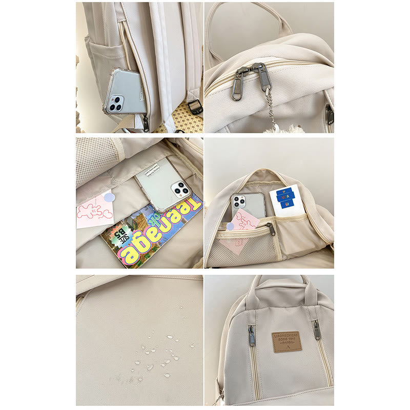 Backpack for Women Minimalist Plain Color Nylon Outdoor School Daypack