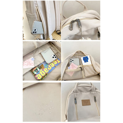 Backpack for Women Minimalist Plain Color Nylon Outdoor School Daypack