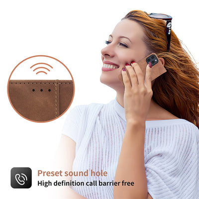 iPhone 13 Pro Max Leather Wallet Case Magnetic Case with Stand Card Slot