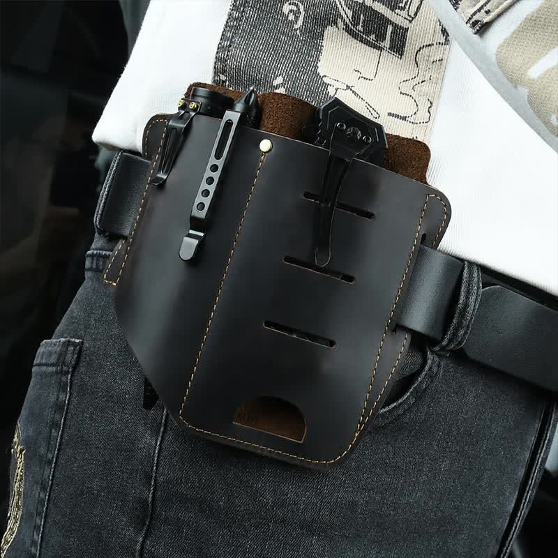 Multitool Belt Sheath EDC Leather Belt Organizer Belt Holder Pouch