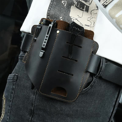 Multitool Belt Sheath EDC Leather Belt Organizer Belt Holder Pouch