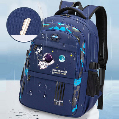 Astronaut Pattern Backpack For School Lightweight Breathable Fabric Schoolbag