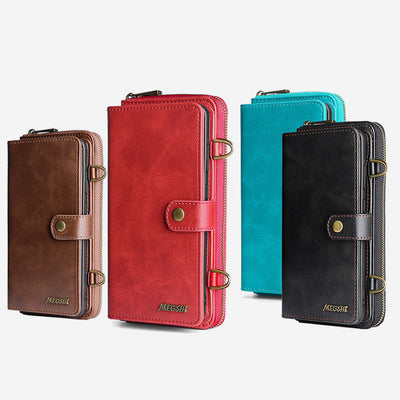 Wallet Case for iPhone Magnetic Detachable Wallet Purse with Crossbody Strap