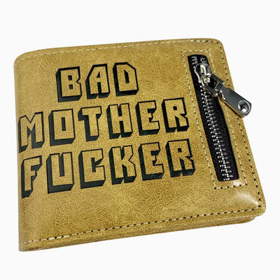 Bad Mother F**ker Wallet for Men Engraved Trifold PU Leather Wallet