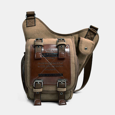 Crossbody Bag For Men Retro Multifunctional Canvas Daily Messenger Bag