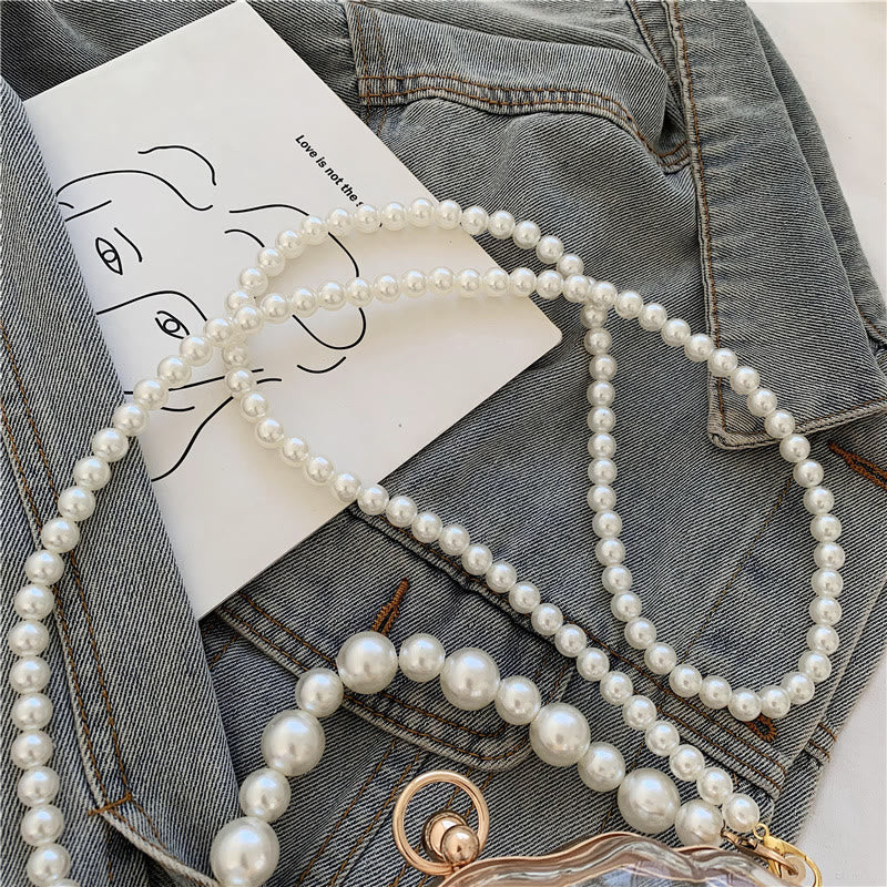 Crossbody Bag For Women Clip Pearl Chain Transparent Bag