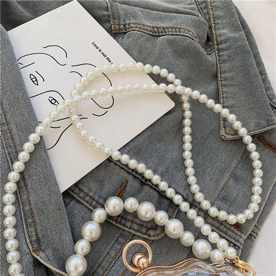 Crossbody Bag For Women Clip Pearl Chain Transparent Bag