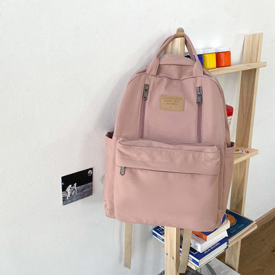 Backpack for Women Minimalist Plain Color Nylon Outdoor School Daypack