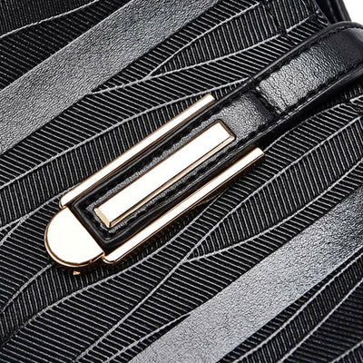 Stripe Pattern Handbag Women Large Vegan Leather Crossbody Bucket Bag