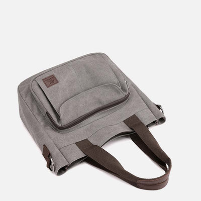 Women's Canvas Top Handle Handbag Multi-pocket Crossbody Shoulder Bag Tote Purse